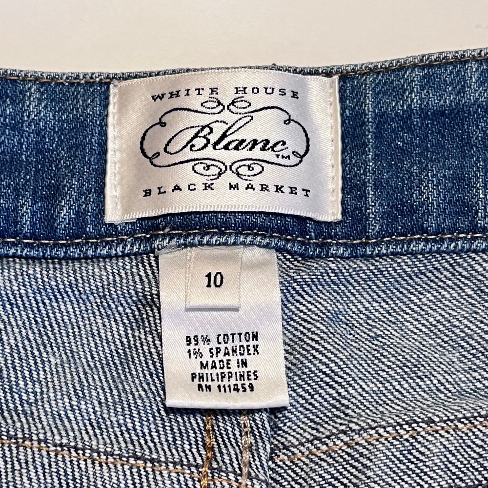 White House Black Market Denim Capri Jeans Embellished Pockets Size 10 (N724) - Picture 7 of 7